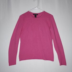 Elena Solano Cashmere Sweater Womens Small Pink Round Neck Classic Long Sleeve